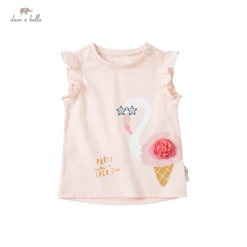 

DBZ18141 dave bella summer baby girls cute cartoon striped T-shirt children tops kids girl fashion tees
