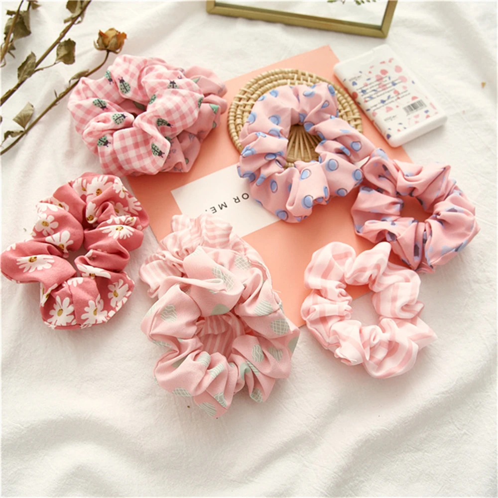 Резинка для волос в горошек женская модная эластичная заколка хвоста с розовыми