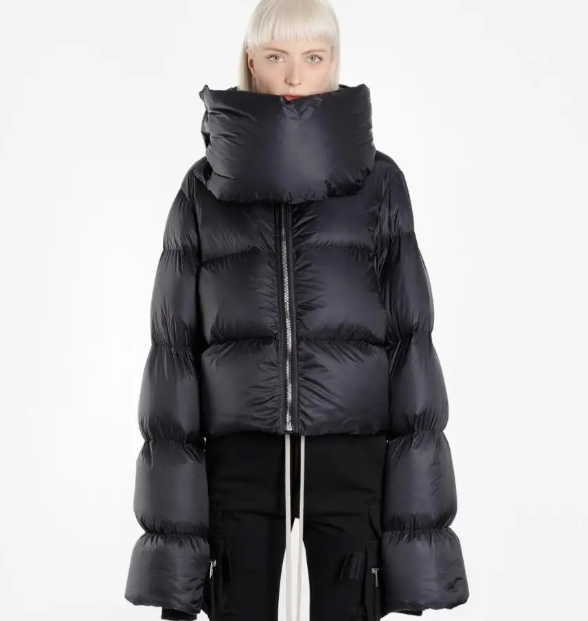 

S - 7XL new fashion brand high collar scarf style real down parkas coat female winter longer sleeve loose style warm jacket