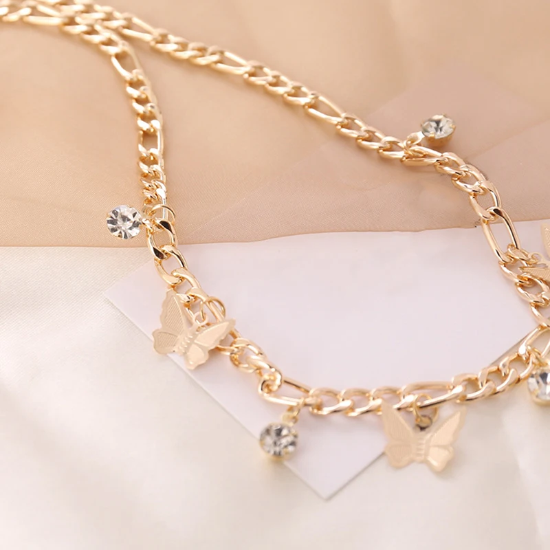 Женское ювелирное изделие ожерелье с подвеской-бабочкой Ожерелье Стразы