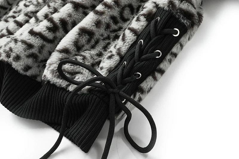 

Leopard Big Size Drawstring Pattern Sweatshirt New Turtleneck Long Sleeve Women Fashion Tide Spring Autumn 2021 1DD3769