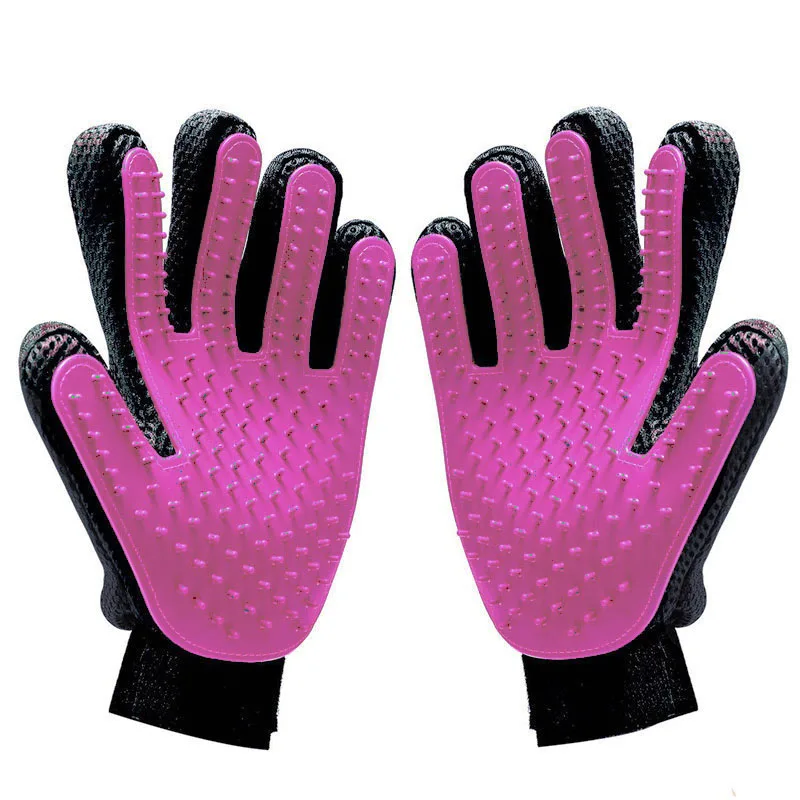 Pink Перчатка для ухода за домашними животными для кошек, расческа для кошек, расческа для собак, перчатки для ухода за собаками XW - Цвет: Pink