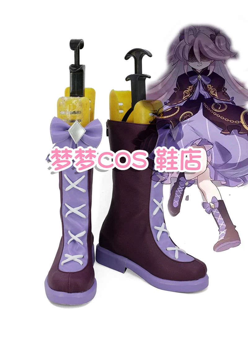 

Honkai Impact 3 Sin·Mal Cosplay Shoes Purple High Heel Boots Shoes Custom Made Halloween Party Props