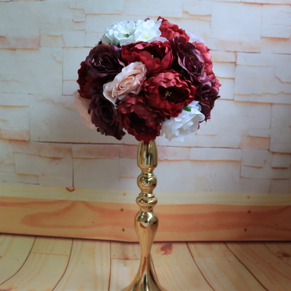 

10pcs/lot Artificial Rose Flower Wall Wedding Backdrop Decoration Table Centerpiece Flower Ball Flower Runner Artificial Plants