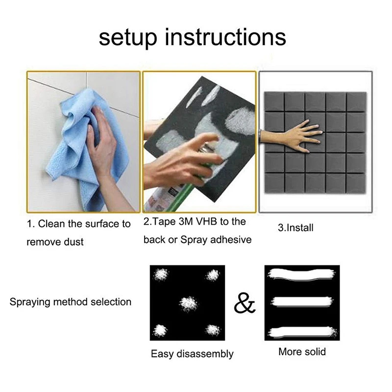 

12 Pack Acoustic Foam Panels 2 x 12 x 12 Inch Soundproof Foam Panels Fireproof Design for Sound Insulation Absorbing