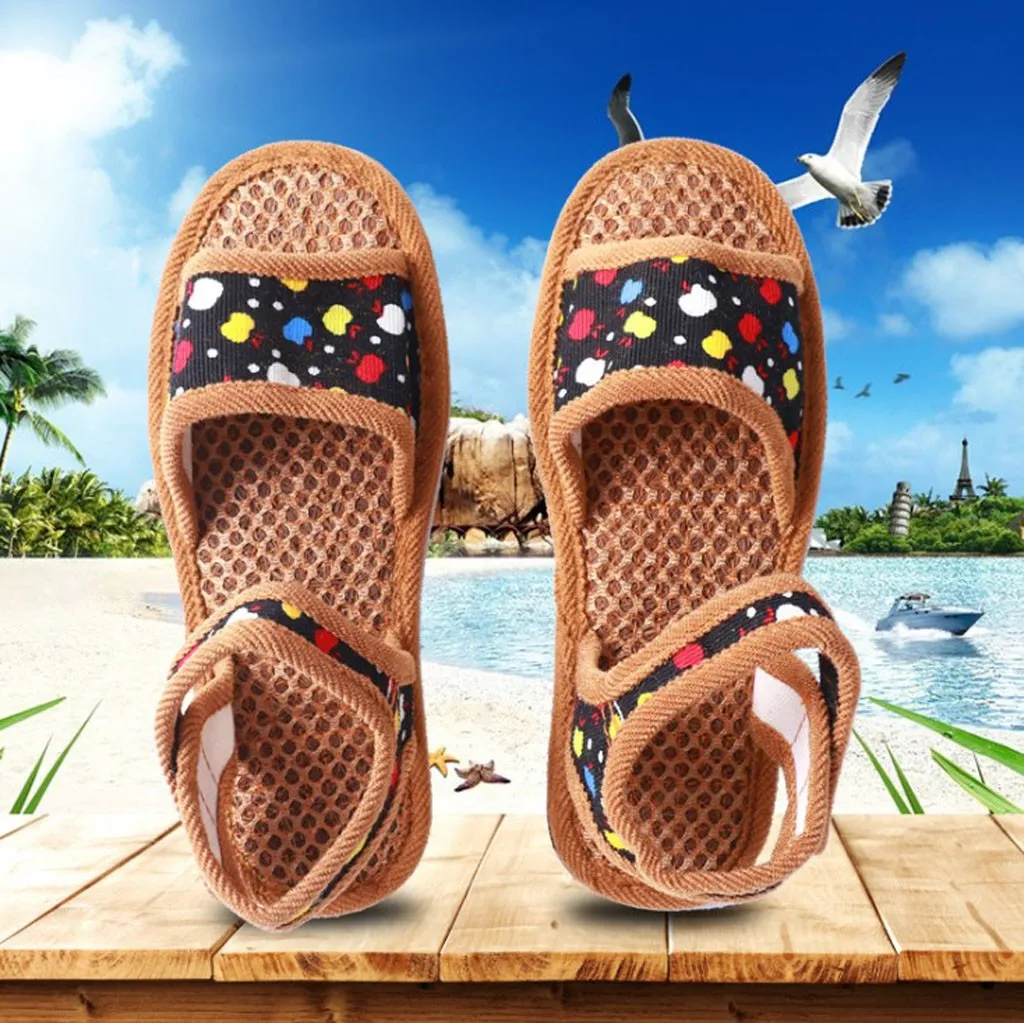 SAGACE/женские летние сандалии Коричневые сетчатые с принтом Винтажные без