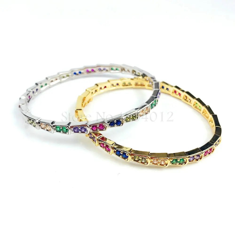 

Women Fashion Elegant Colorful Zircon Adjustable Cuff Bangles Gold Color Simple Femal Opening Bangles