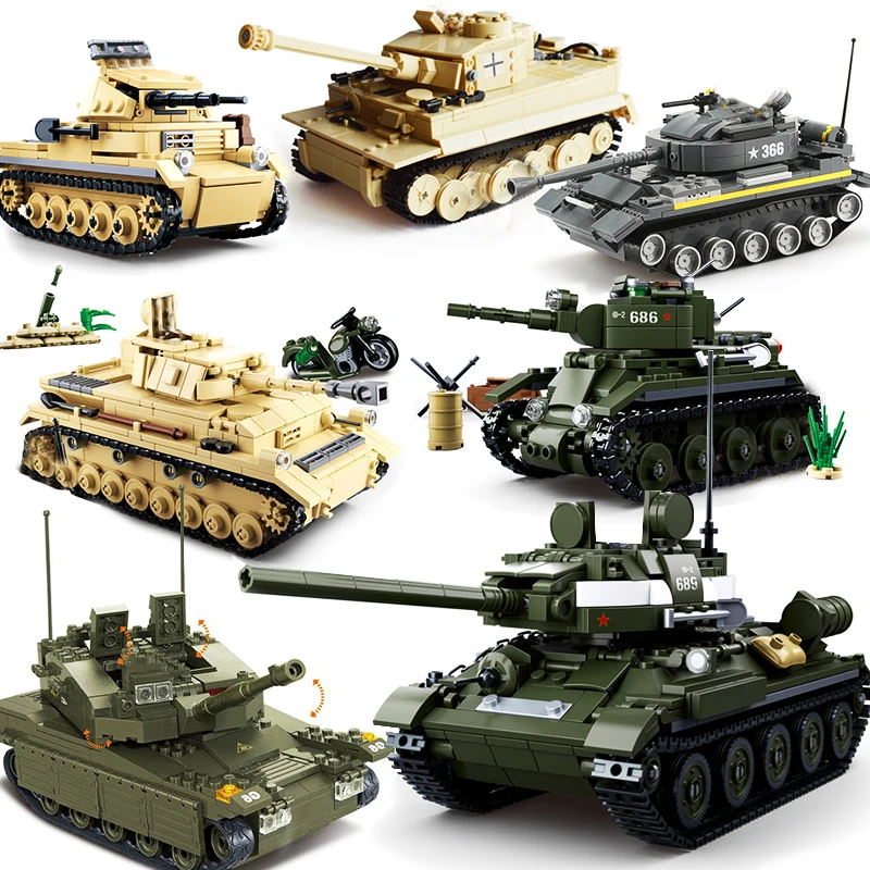 Модель военного танка строительные блоки армия ww2 panzer IV II T34 M1A2 Тигр немецкий m1a2