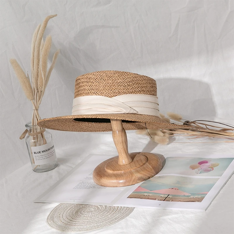 Соломенная шляпа для защиты от солнца плетеная пляжная Панама с плоскими