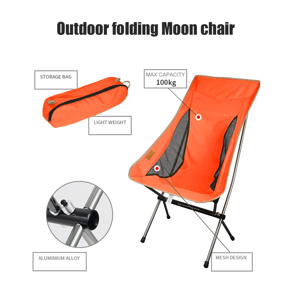 

Ultralight Aluminum Folding Moon Chair Wear-Resistant Breathable Portable Outdoor Camping Fishing Beach Backrest Chair Home Seat