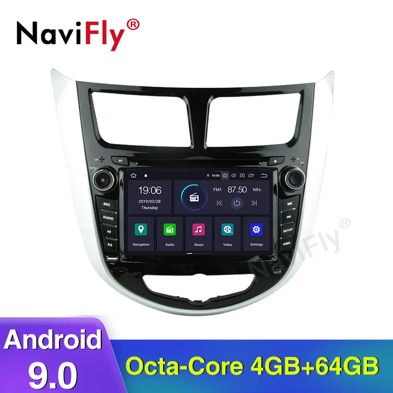NaviFly Android 9,0 Восьмиядерный автомобильный dvd-плеер для HYUNDAI VERNA/ACCENT/SOLARIS 2011-2012 Автомобильный мультимедийный радио Поддержка DVR wifi