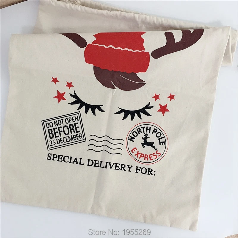 20 шт. с кулиской из парусины конфетный тростник мешок Санта мешки рождественские