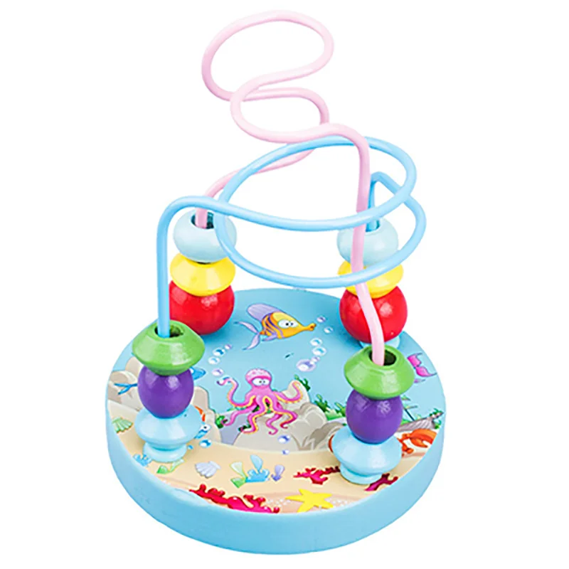 

Boy Girl Wooden Toy Wooden Circles Bead Wire Maze Roller Coaster Educational Wood Puzzle Toddler Educational Toy