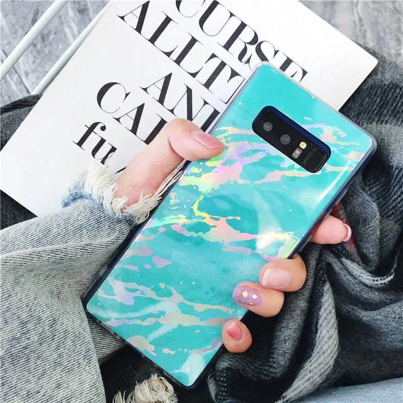 Роскошный Матовый лазерный цветной мраморный чехол для samsung Galaxy Note 10 Pro S10 S9 S8 Plus S10e Note 9 8 S7 Edge чехол Funda