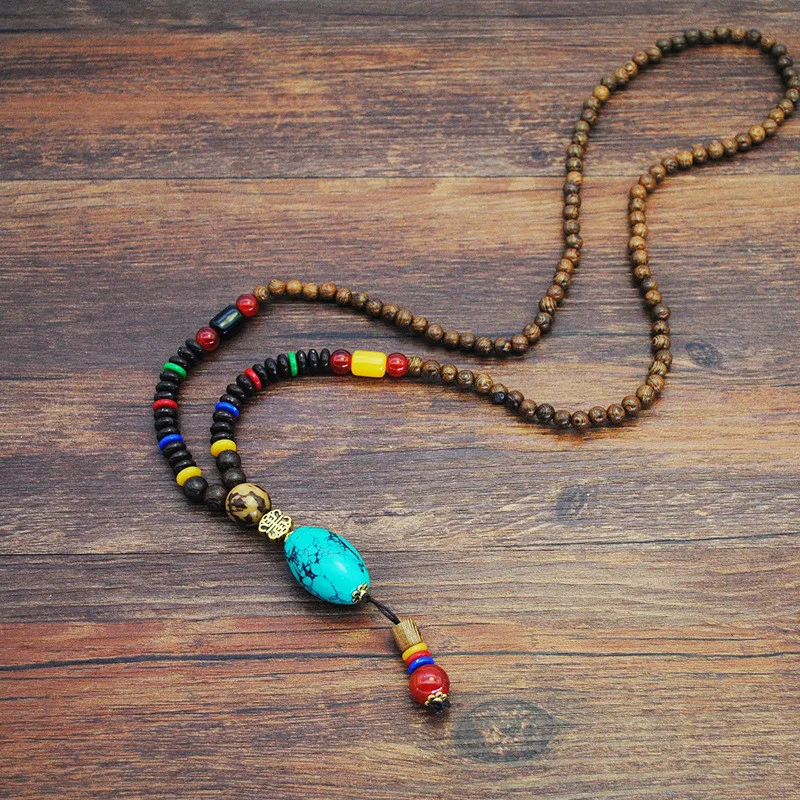 Винтажное ожерелье ручной работы в Непале буддийская Подвеска из деревянных