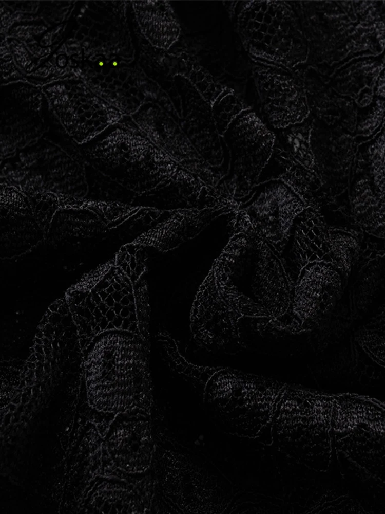 

Joskaa Black Lace See-Through Bodycon Dress Women Backless Ruffles Party Dresses Summer Sundress 2021 Sexy Night Club Mini Dress