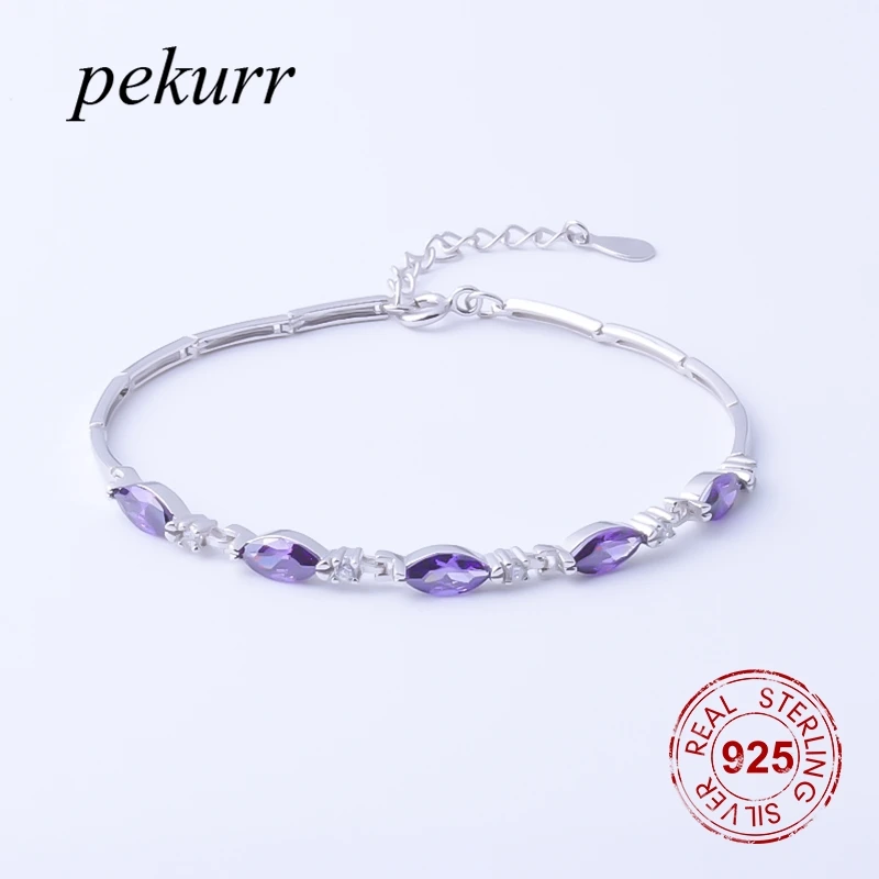 Pekurr 925 стерлингового серебра ювелирные изделия 5 фиолетовый красочные кубический