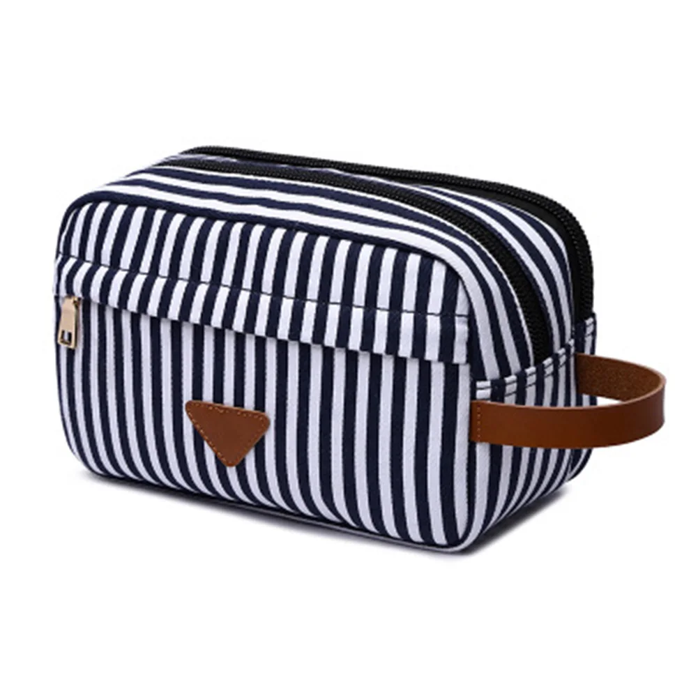 Travel Toiletry Cosmetic Organizer Bag Double Layers Canvas Shaving Kit Stripe Pouch K-BEST | Багаж и сумки