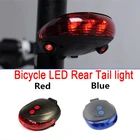 Задний светодиодный фонарь для велосипеда, водонепроницаемый предупреПредупреждение фонарь, лазерный ночной фонарь, аксессуары для горного велосипеда, 2 лазера + 5 светодиодных мигающих ламп