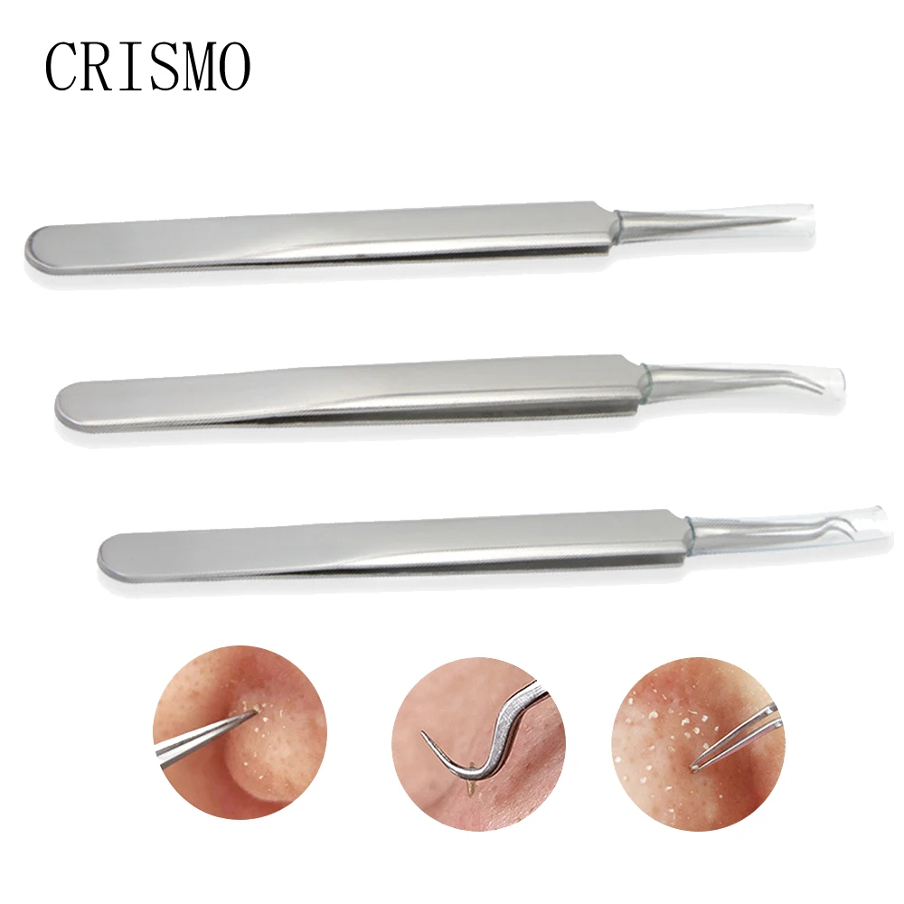 CRISMO нержавеющая сталь угри прыщи экстрактор иглы для удаления изогнутые зажим