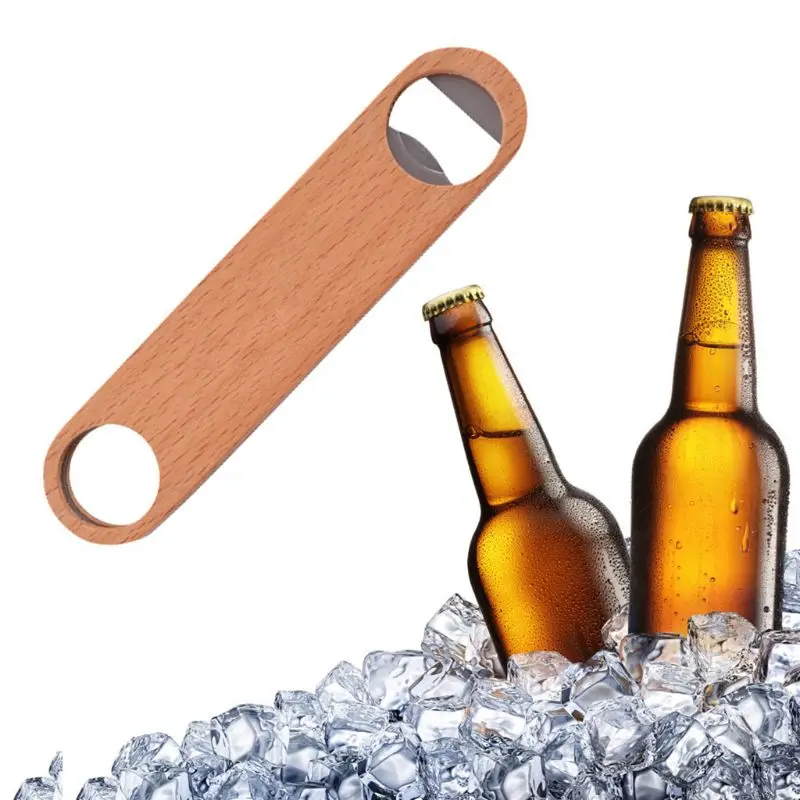 Деревянная плоская открывалка для пивных бутылок винтажная деревянная ручка