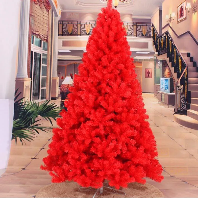 

150CM 180CM 240CM Tall Luxury Encryption Red Christmas Tree Heavy Pine Artificial PVC Ximas Christmas Trees New Year Decoration