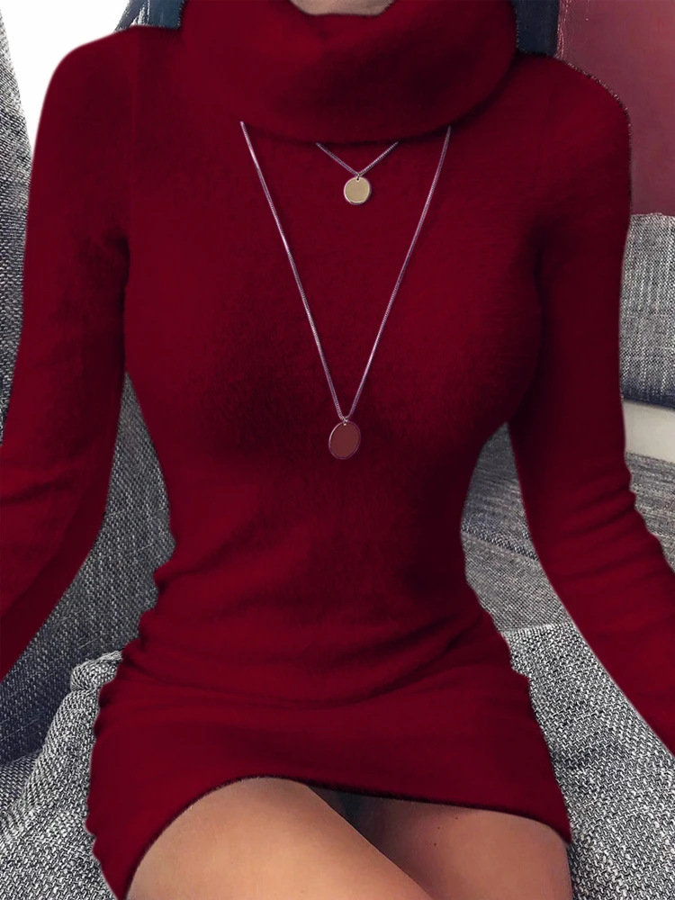 Осенне-зимняя свободная туника вязаные пуловеры свитер Повседневные платья