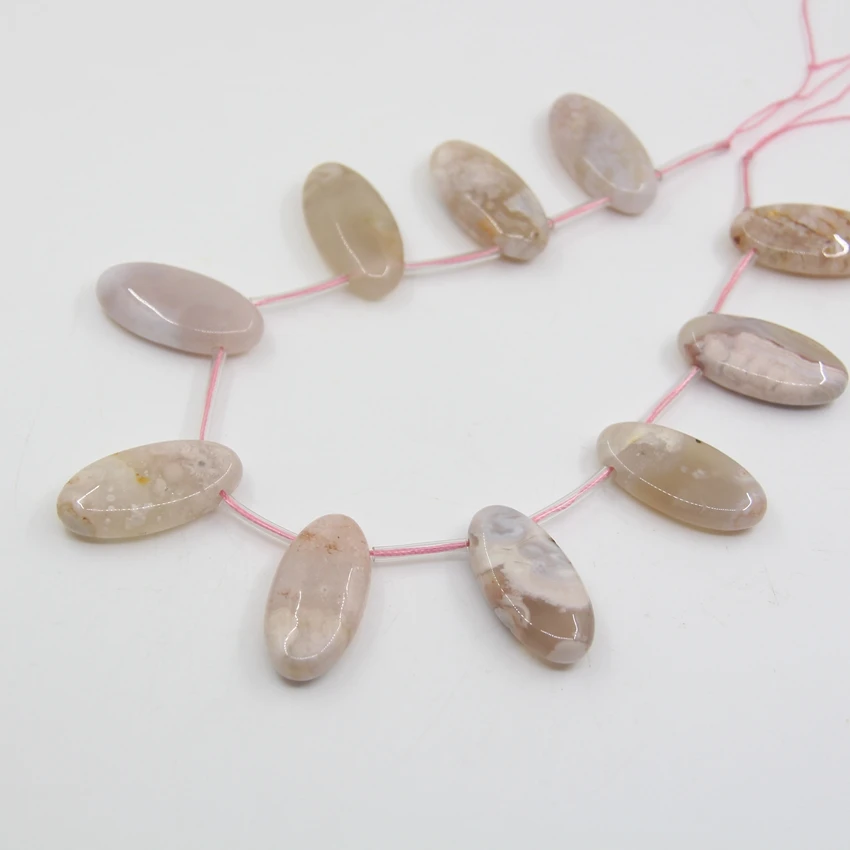 

Top Drilled Natural Cherry Blossom Agates Flat Oval Earrings Pendants Loose Beads,Sakura Agates Silce Slab for Jewelry Making