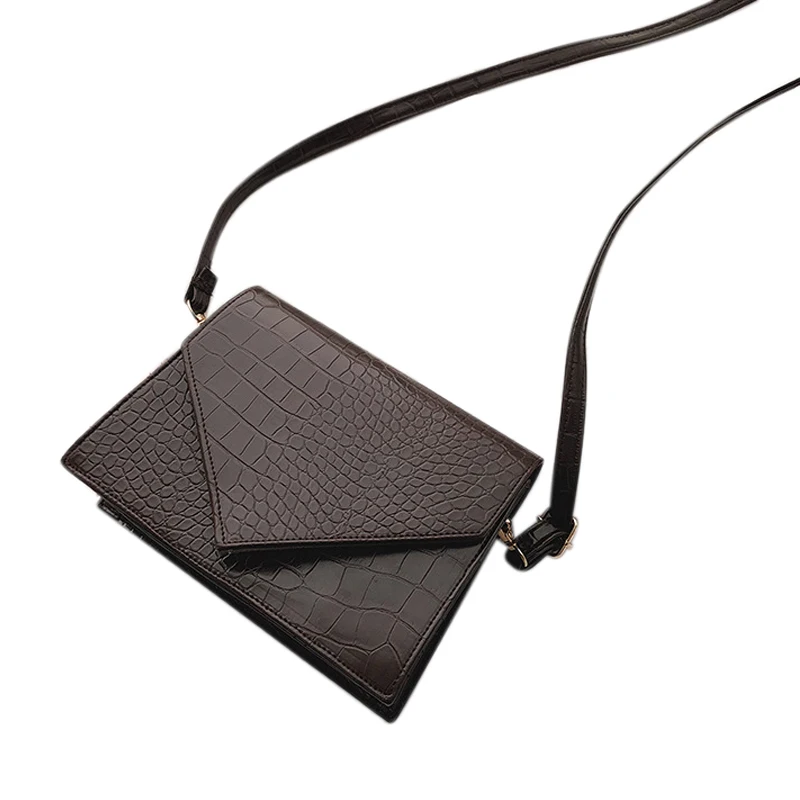 Retro Leather Stone Pattern Shoulder Bag Ladies Fashion Small Crossbody Simple Handbag Dark Brown | Багаж и сумки