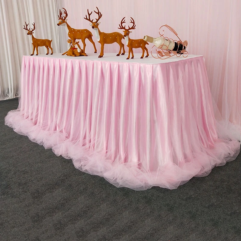 

Chiffon Organza Wedding Table Skirt for Table Cloth Party Wedding Birthday Party Baby Shower Banquet Decoration Table Skirting