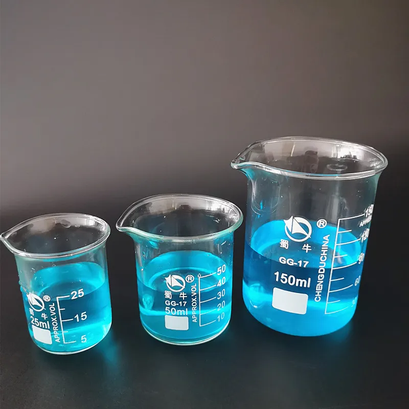 

3pcs/set 25/50/150ml Borosilicate Glass Beaker For Laboratory Tests, Measuring Cup Volumetric Glassware For Lab Experiments