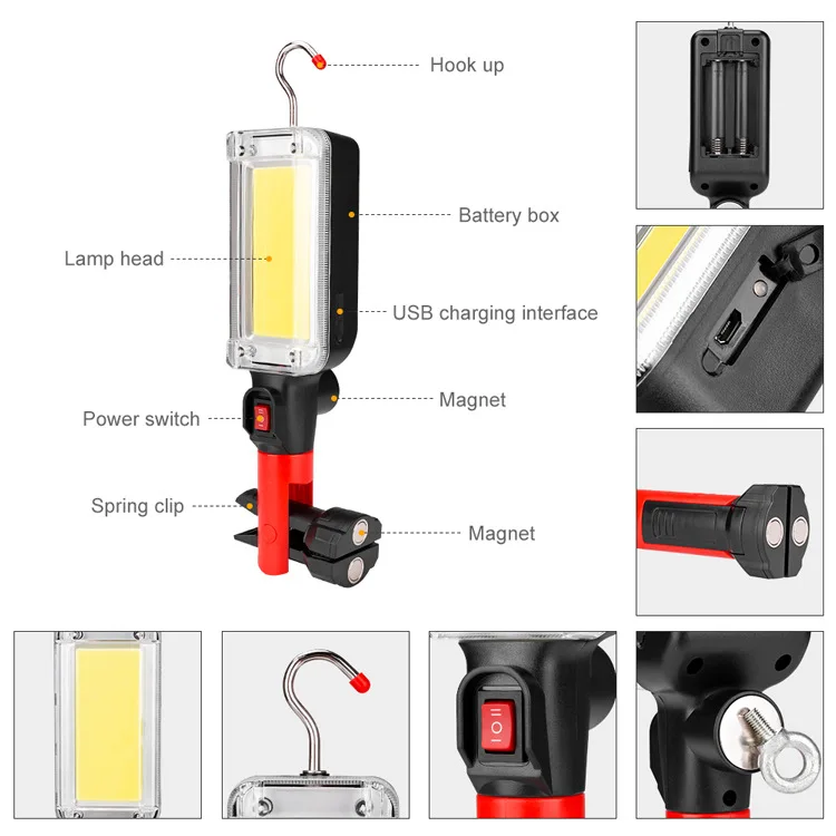 

COB working light Maintenance light with magnet portable USB charging hand lantern outdoor camping light