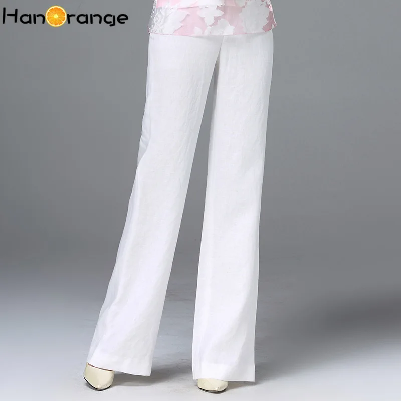 Женские льняные брюки тонкие повседневные из чистого льна на весну и осень