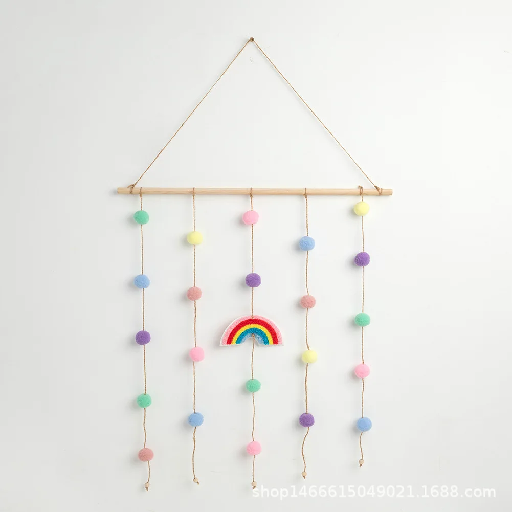 

Wood Rope String Room Ornaments Children's Room Decor Soft Furnishing Home Infant Wall Hanging Creative Gift Present for Babies