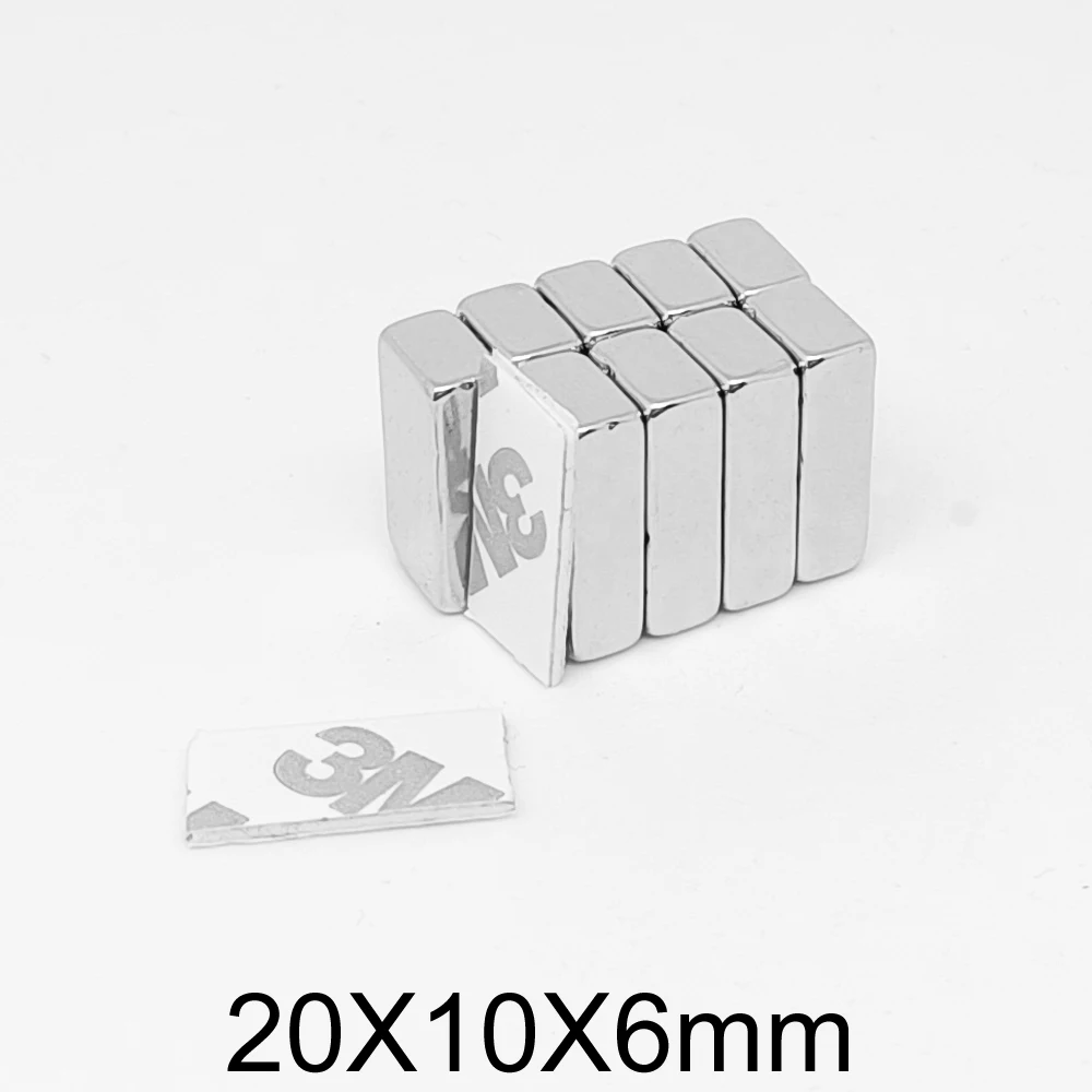 

2/5/10/15/20/30PCS 20x10x6 Quadrate Rare Earth Neodymium Magnet With 3M Self - Adhesive 20x10x6mm Strong Powerful Magnet 20*10*6