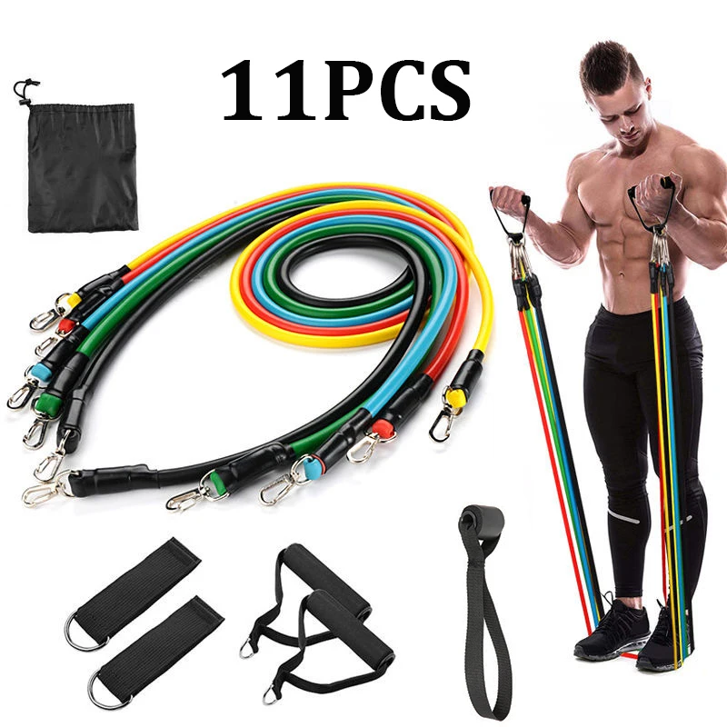 

11 шт./компл. Набор резинок для фитнеса, латексные трубки, тянущиеся веревки, Резиновая лента для фитнеса, трубки ленты для упражнений в трена...