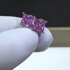 Розовым алмазом тест последние Принцесса прямоугольной формы из 2 карата синтетические бриллианты серьги-клипс Серебро 925 Оригинальный драгоценный камень свадебные серьги