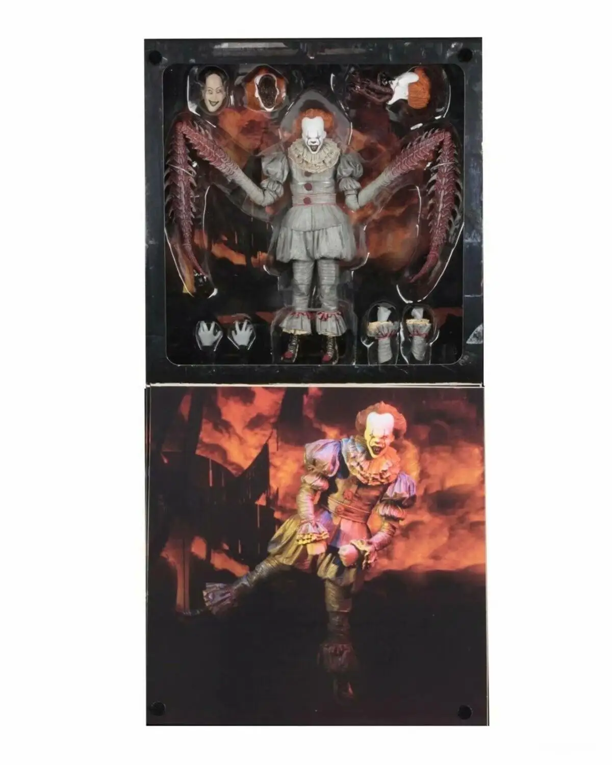 Фигурка NECA оригинальная с 4 головками Stephen King's It Ultimate Pennywise светодиодный светкой