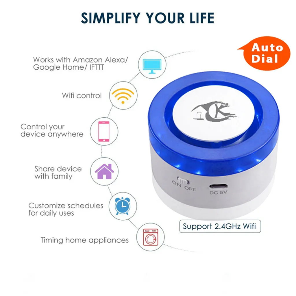 Умный дом беспроводной Wi Fi USB сирена датчик сигнализации работает с Alexa Echo Google Home