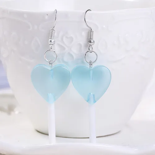 Transparent blue 1 пара, женские серьги, полимерные, ремесло, конфеты, леденец, bff, дружба, Висячие серьги для женщин, детей, ювелирные изделия - Окраска металла: Transparent blue