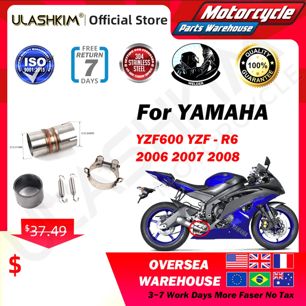 

Free Shipping Motorcycle Exhaust Middle Link Pipe For Yamaha Middle YZF R6 Middle Modified Exhaust Tailpipe