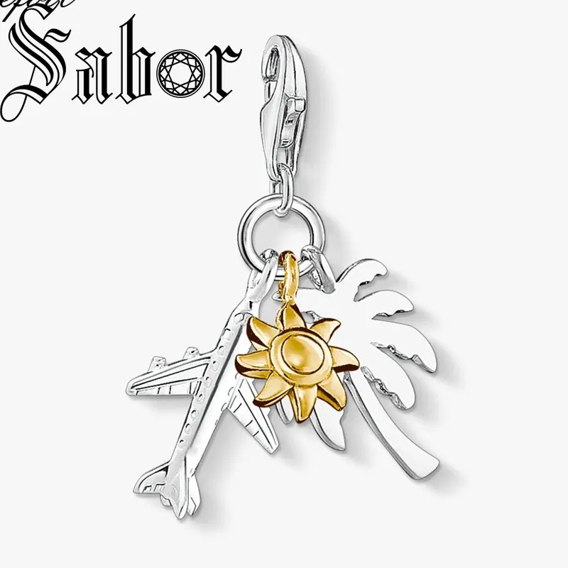Подвеска с пальмами солнцем самолетом ювелирные изделия серебряным покрытием