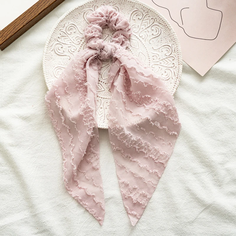 

Women Solid Scrunchies Polka Fabric Fabric Elastic Hair Band Bow Hair Rope Girl Hair Ties Korean Hair Accessories Headwear