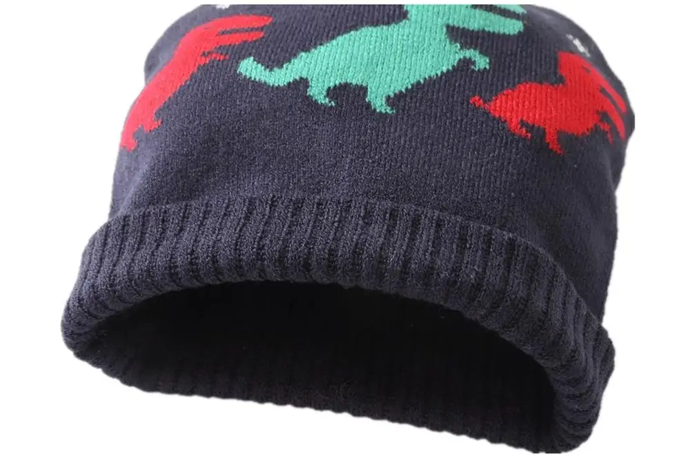 Детская Вязаная Шапка бини с мультяшным принтом|Шапки для мальчиков| |