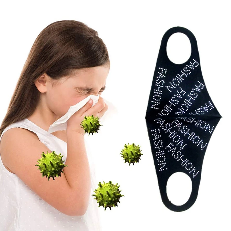

10Pcs/Set Women Men Fashion Letters Glitter Rhinestone Face Mask Dustproof Windproof Washable Nightclub Party Jewelry Mouth Cove