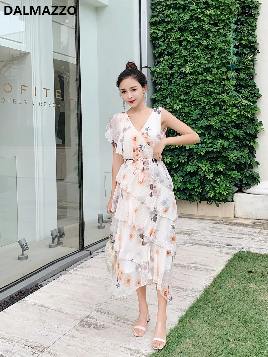 Женское длинное шифоновое платье необычное для отдыха новинка 2019|Женские платья|