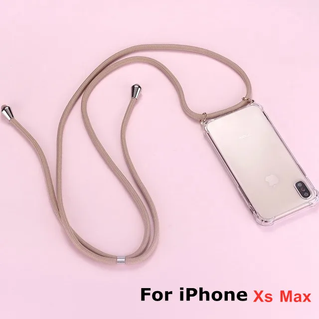 Ремень шнур цепи чехол для телефона для iPhone XS X 11 лента Цепочки и ожерелья шнурки Мобильный обложка чехол для того, чтобы повесить для iPhone Xs X S крышка - Цвет: XS max(brown)
