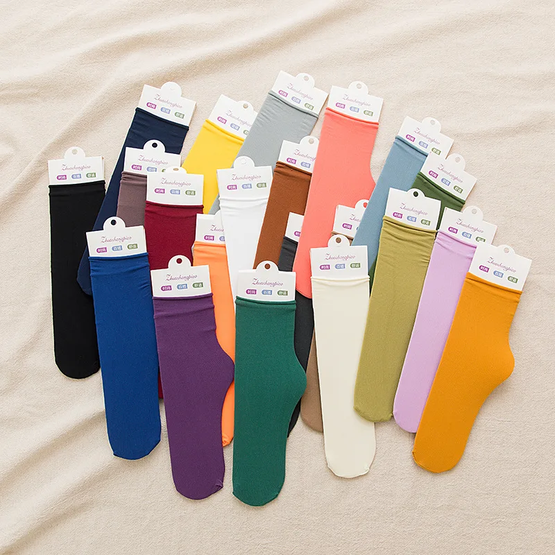 

Summer solid color velvet ladies thin stockings Japanese pile stockings in tube jacquard ice ice socks Women's socks sock