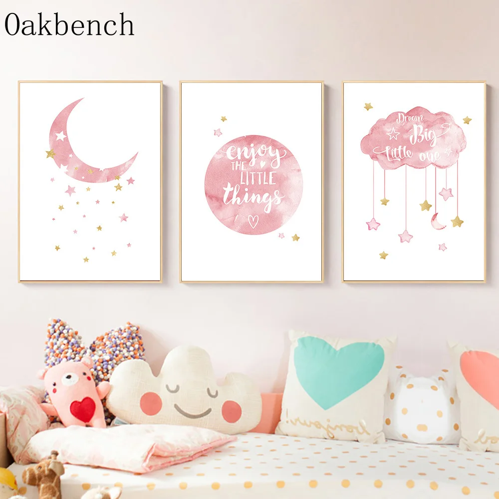 Акварель Луна облако скандинавский детский фотографический принт детская