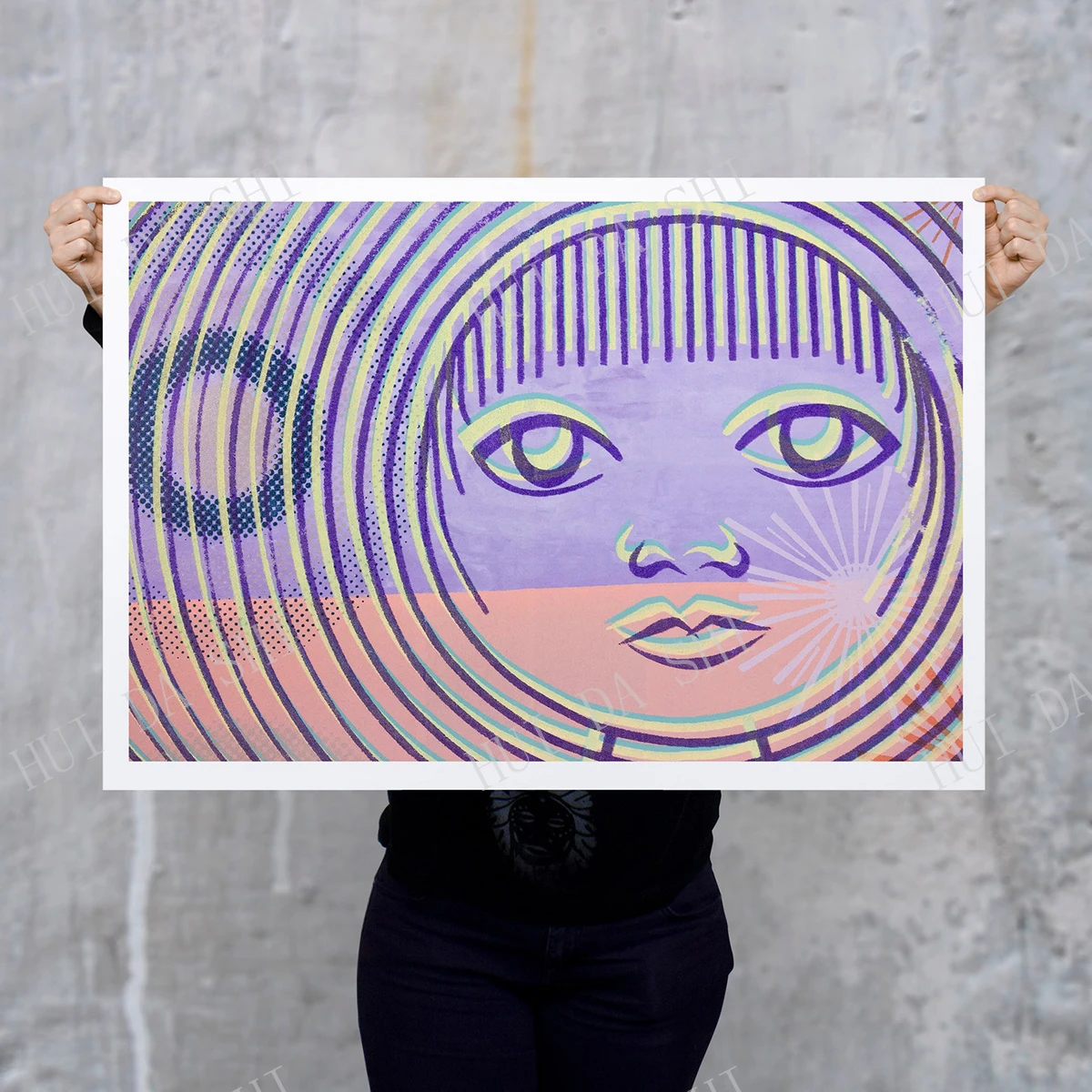 

Pastel abstract art, minimal feminine portrait wall decor